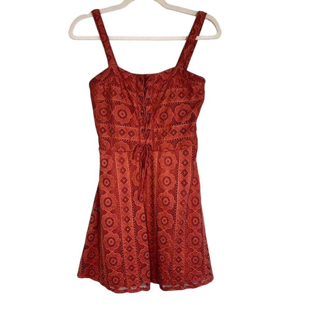 Aeropostale Corset Floral Lace Tank Dress M Boho Indie Festival Western Preppy